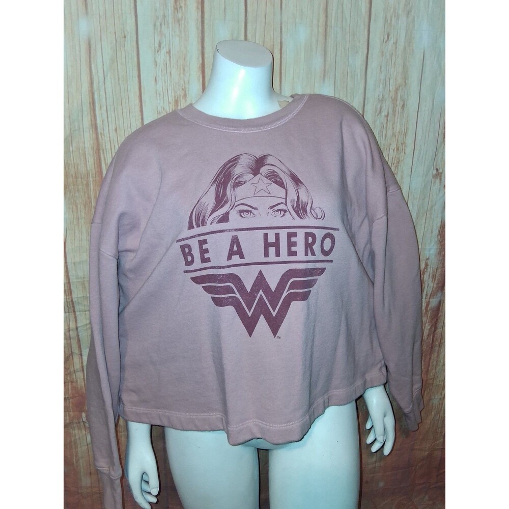Old Navy Pink Long Sleeve Wonder Woman Crop Sweatshirt Sz XLT